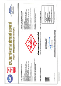 TS EN ISO 9001 2015 KALİTE YÖNETİM SİSTEMİ SERTİFİKASI